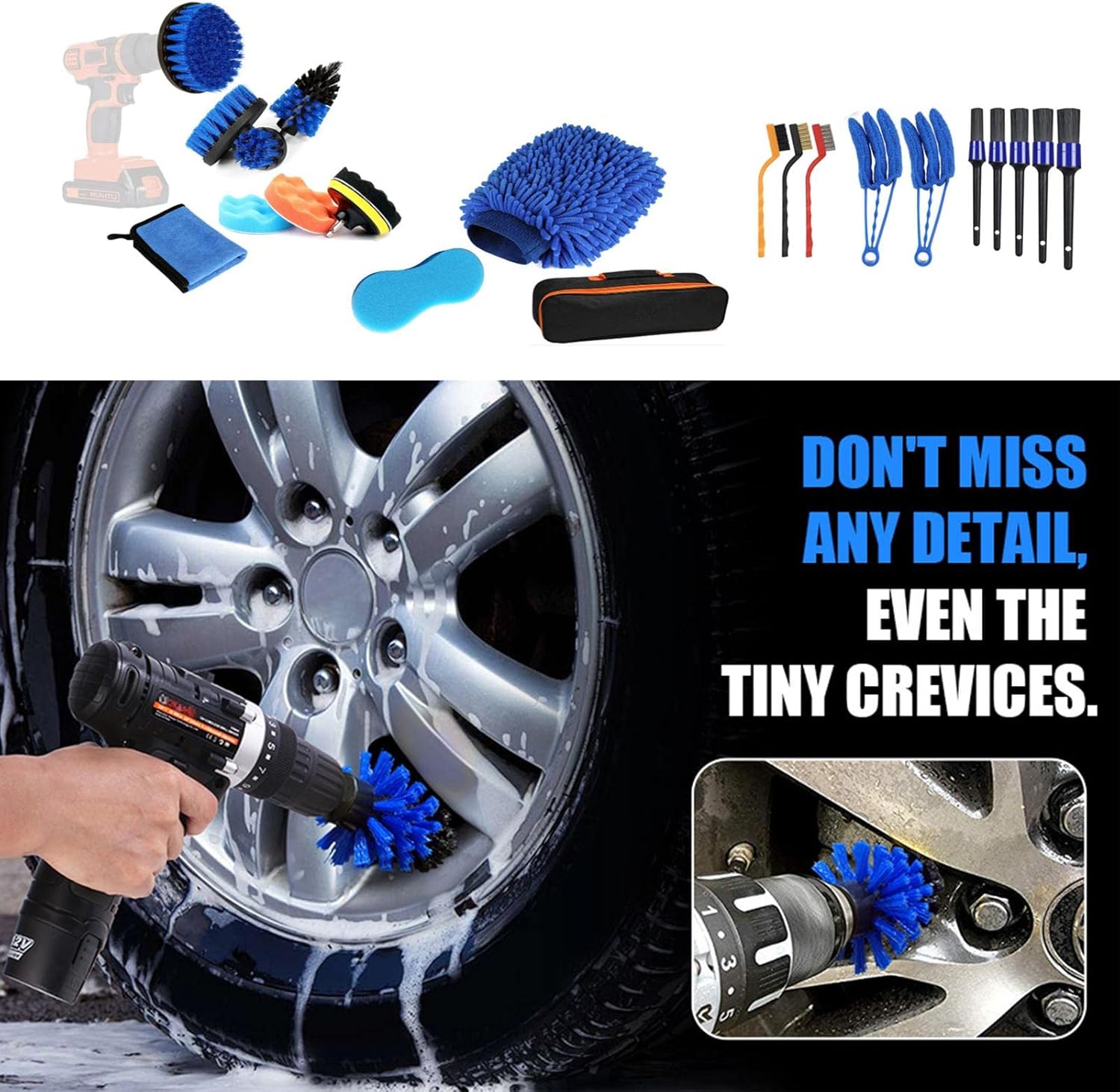 日本の職人技 カーディテーリングキット カーディテーリングキットホイールタイヤクリーニングツール ホイール ダッシュボード レザー エアベントをクリーニングするための洗車キット自動クリーニング用品 Unyee Hpapower Com