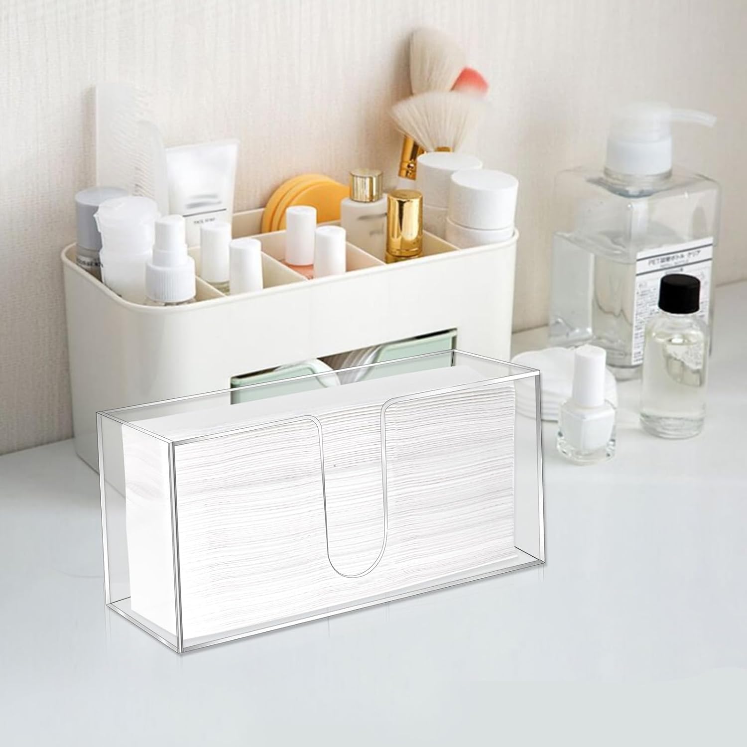 2 Pack Acrylic Paper Towel Holder Clear Napkin Holder Countertop Dispenser Napkin Storage Box for Z-fold C-fold or MultiFold Trifold Paper Towels for Bathroom Kitchen Restaurant - Image 2