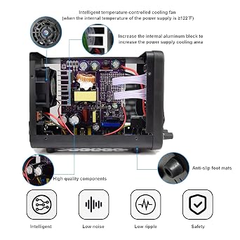 DC power supply (0-30V,0-5A) adjustable, switching power supplies, mini high precision 4-digit display with USB fast charging interface, variable lab bench power supply, output on/off/encoder knob