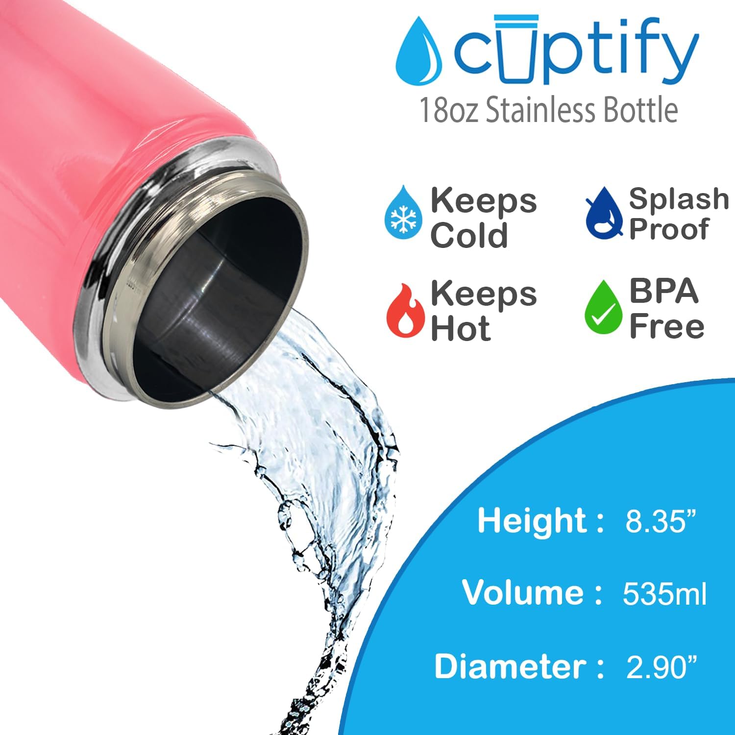 Cuptify Personalized Water Bottle for Women with Straw Lid on Blossom Ombre Engraved Custom Name 18 oz Modern Insulated Stainless Steel Bottle for Gym