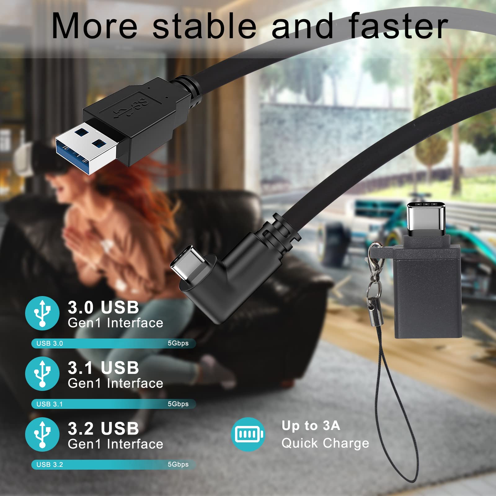 Amazon | VR Link 充電ケーブル 16フィート - 長いVRヘッドセット