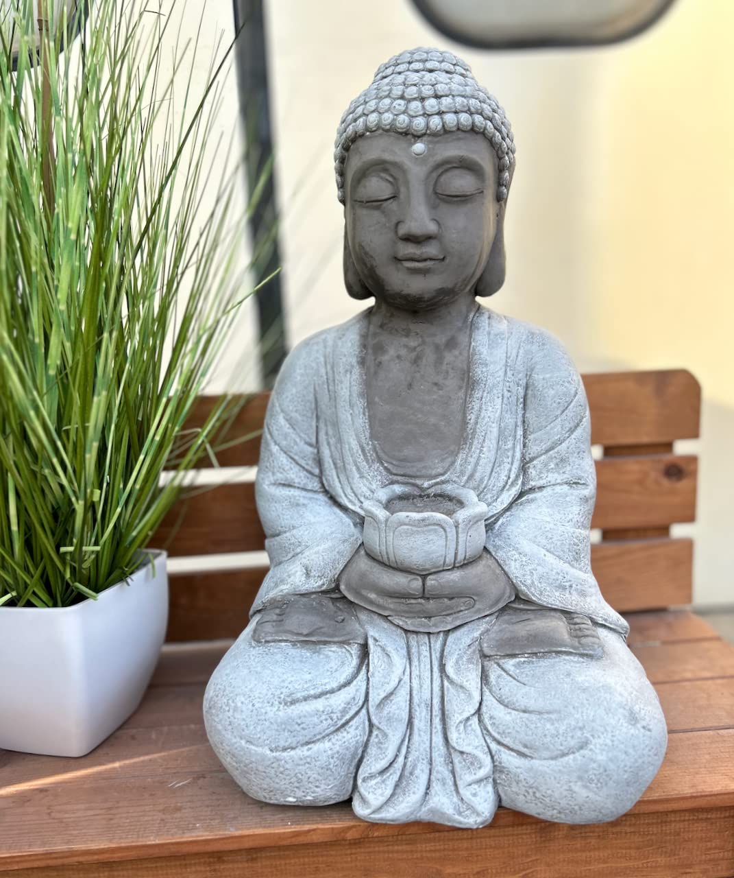 Stoneandstyle Figura De Piedra De Buda Shiva Para Bebé, Sentado, Resistente A Las Heladas, Piedra Fundida Maciza