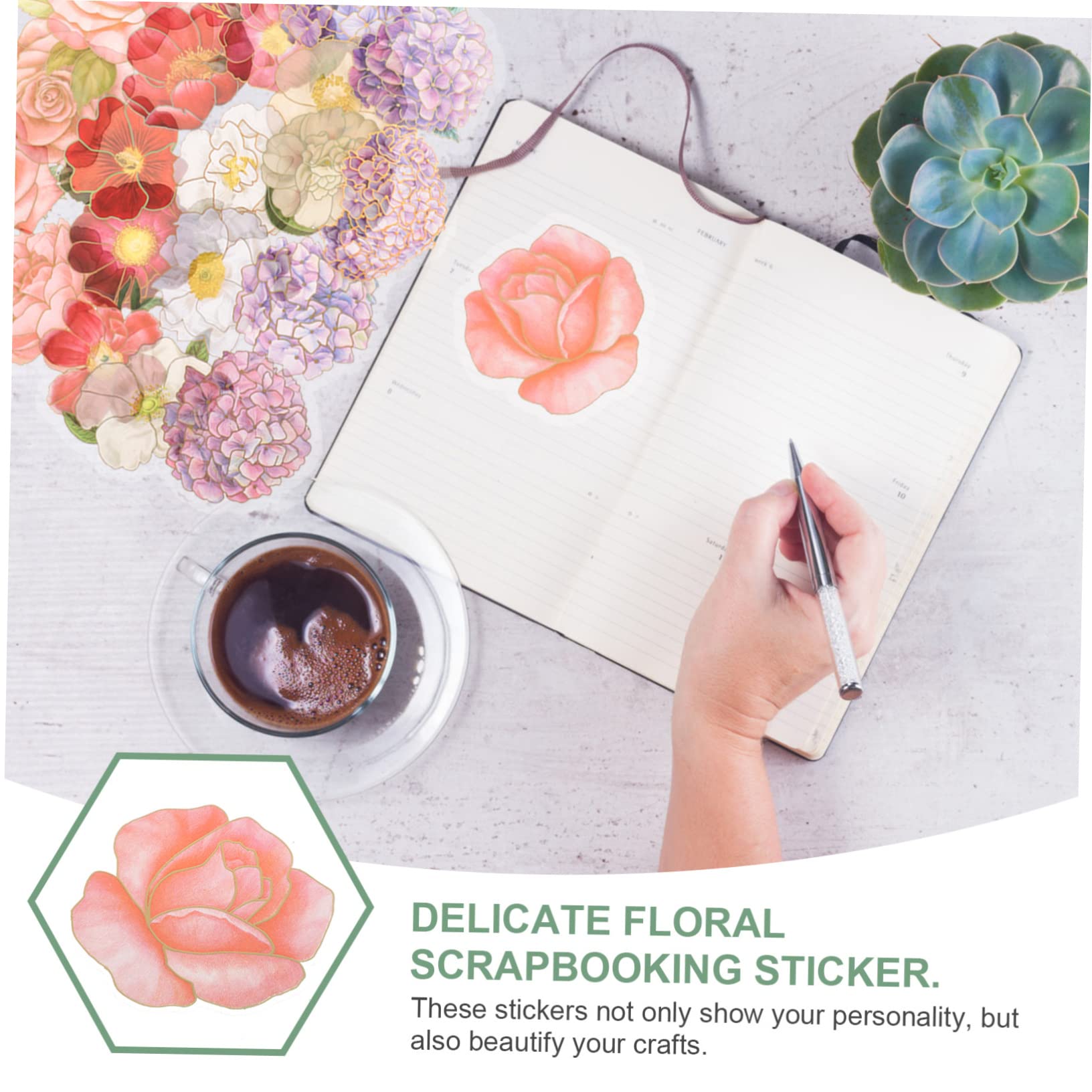 Angoily 5 Set Adesivi Floreali Etichetta Scrapbooking Diario Floreale Fiori Estetico Adulto Journaling Simpatici Adesivi Decalcomanie Per Album Adesivi Decorativi Plastica 40 Fogli*5