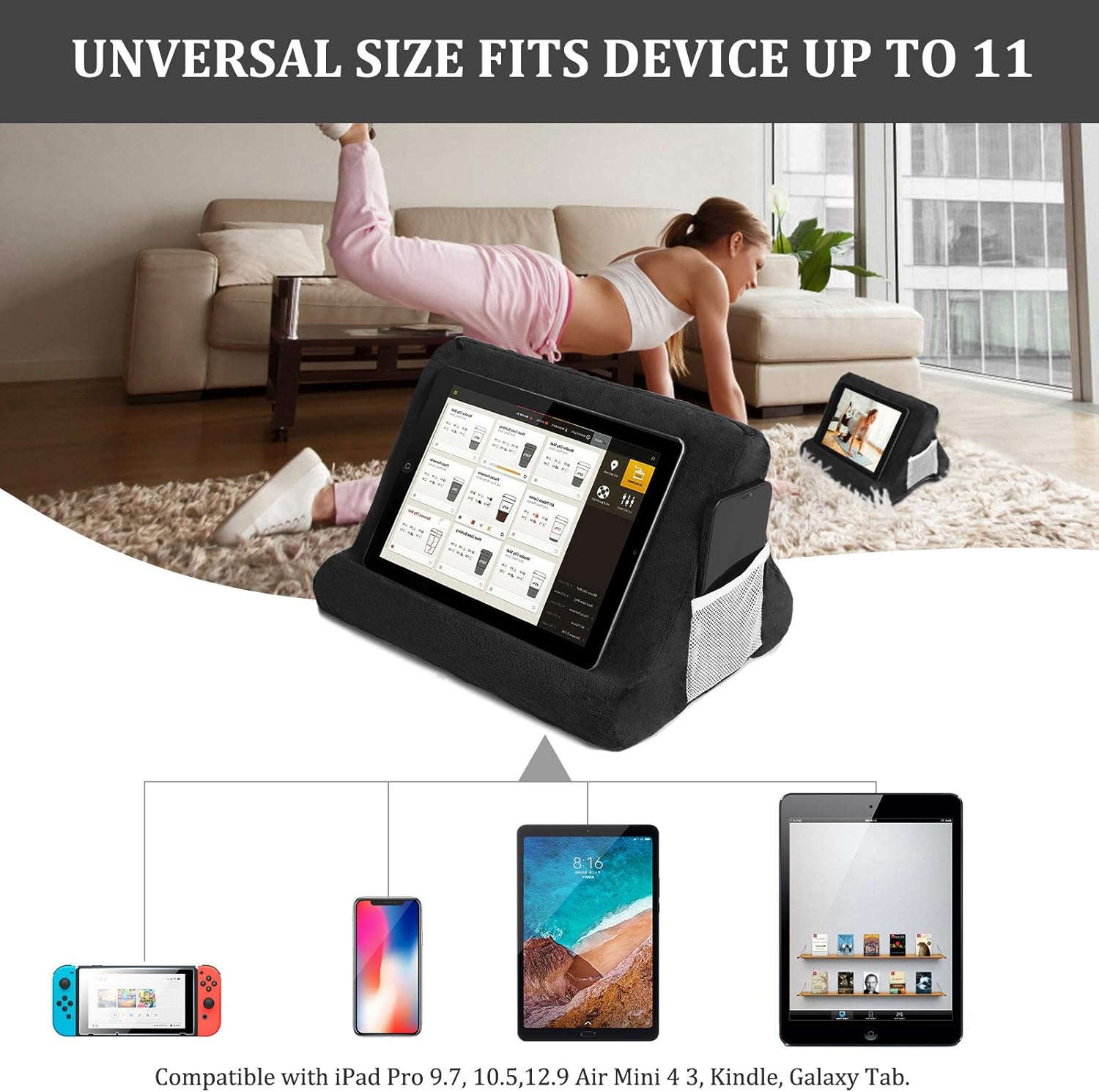 Tесh Dеаlѕ 🔥 Tablet Pillow Stand,Multi-Angle Soft Pillow Lap Stand for iPads,Tablets,eReaders,Smartphones,Books,Magazines,Compatible with iPad Pro 9.7, 10.5,12.9 Air Mini 4 3, Kindle,Galaxy Tab.