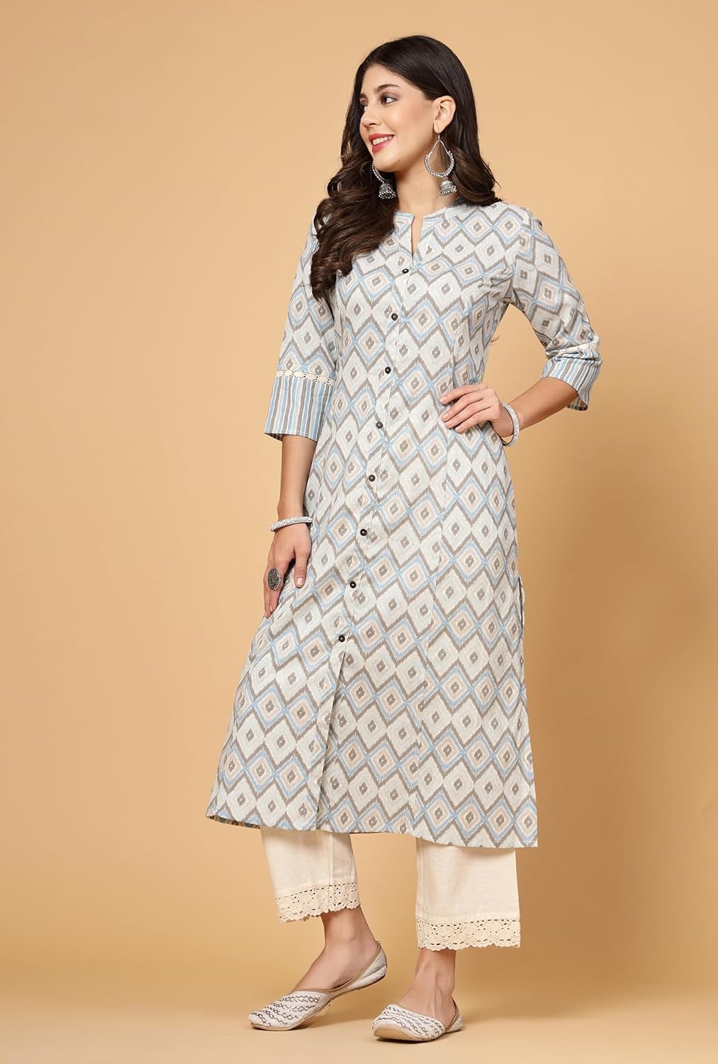 Pistaa's Women Cotton Floral Print A-Line Kurta for Women - Image 4