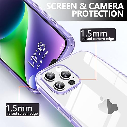 Miniatura 10 de HIYUUTTBS Funda protectora transparente para iPhone 13, funda protectora de esquina reforzada contra arañazos, policarbonato duro + carcasa de TPU