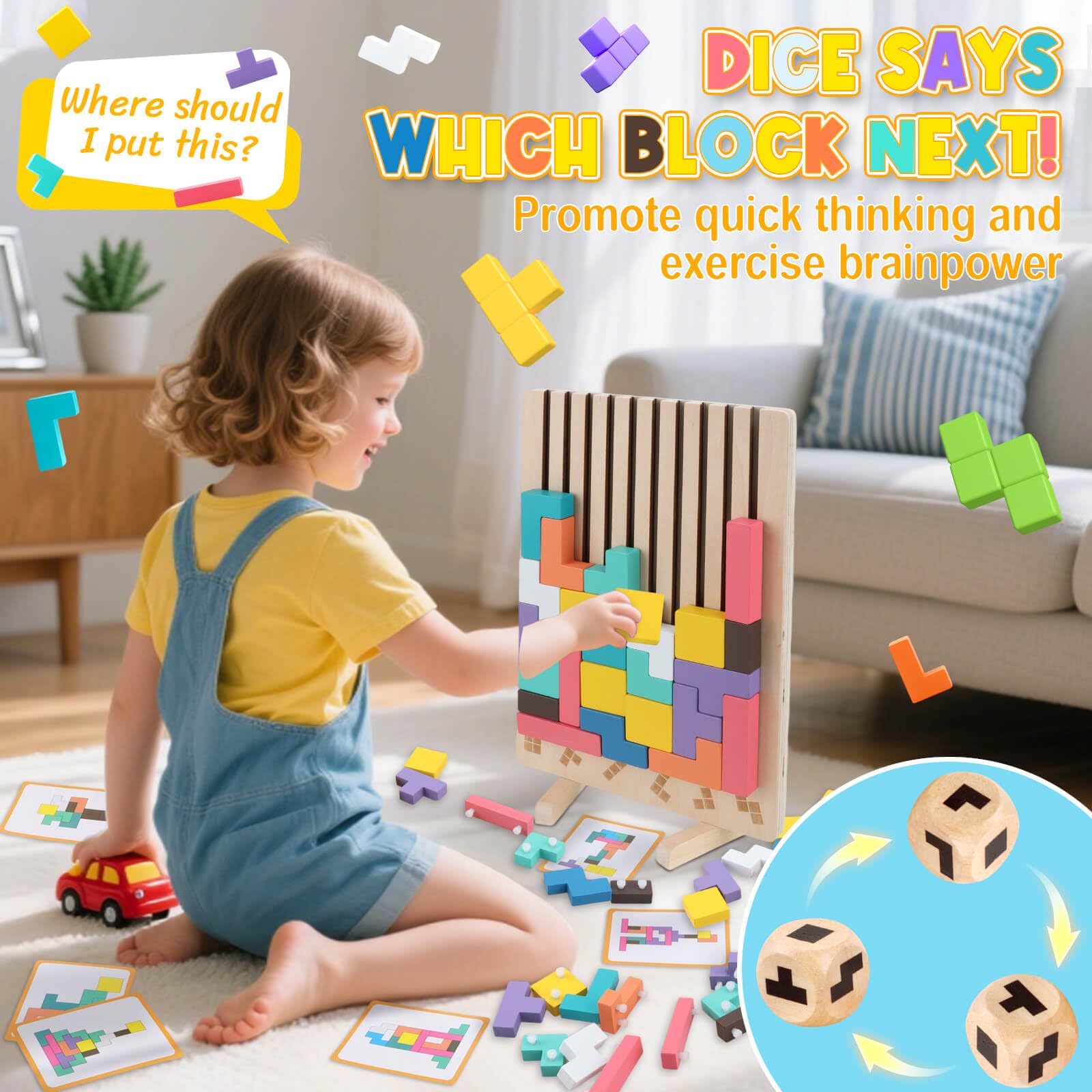 JONEG Toys for Kids 3-8 Year Old: Wooden Puzzle 3D Montessori Stacking Toy - Image 2
