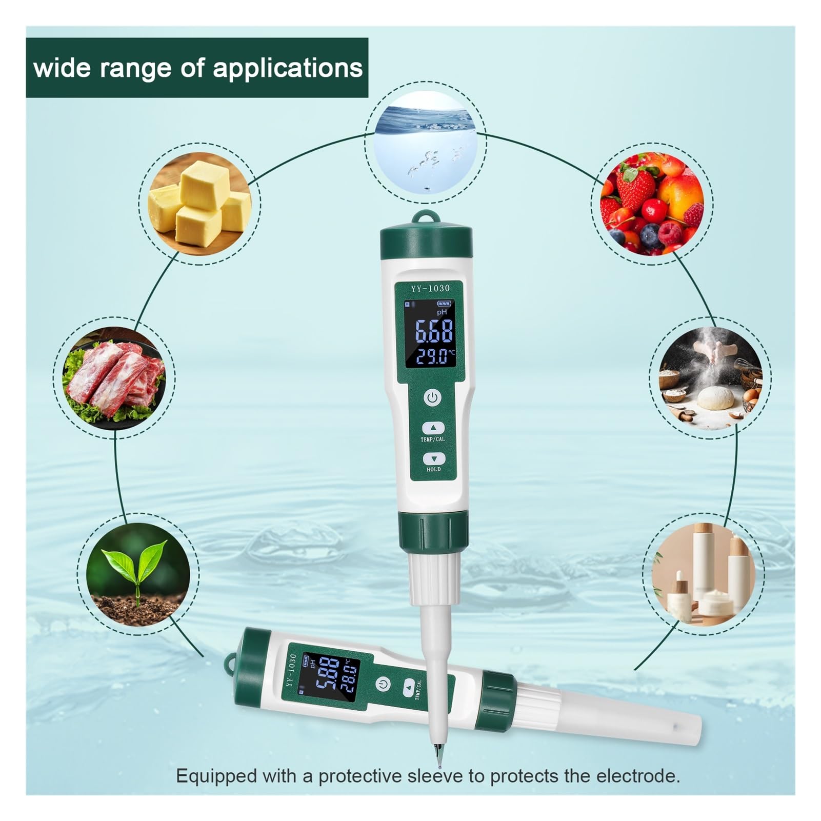 Medidor de PH alimentos for bebés con pantalla Digital YY-1030, alcalímetro masa, Detector for cosméticos y queso, medidor matriz del suelo, Probador preciso(YY-1030)