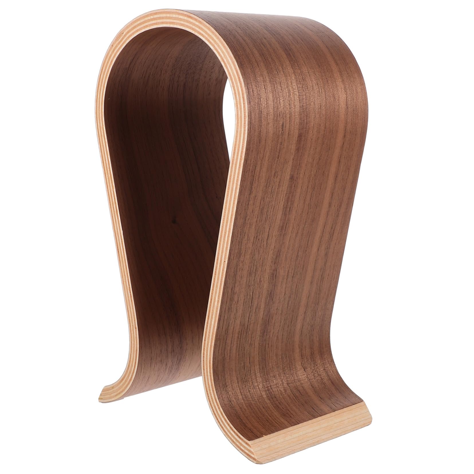 Supporto per Cuffie in Legno Marrone, Struttura a U | Tavolo e Scrivania, Montaggio senza Fori, Adatto a Molti Modelli di Auricolari