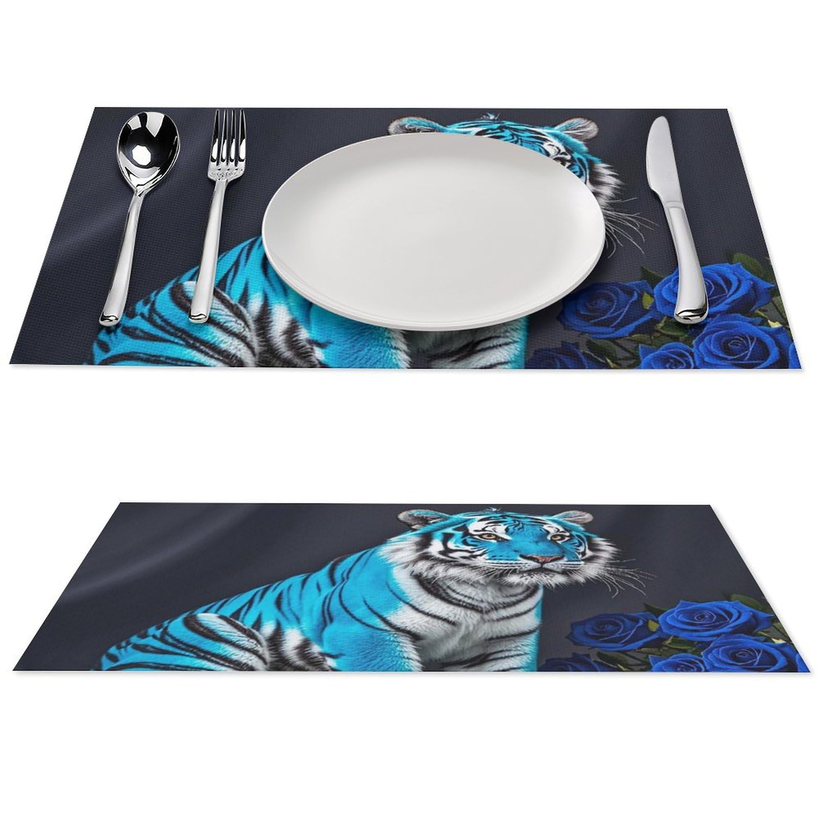 Set de table lavable Blue Rose Tiger en vinyle tissé isolant thermique