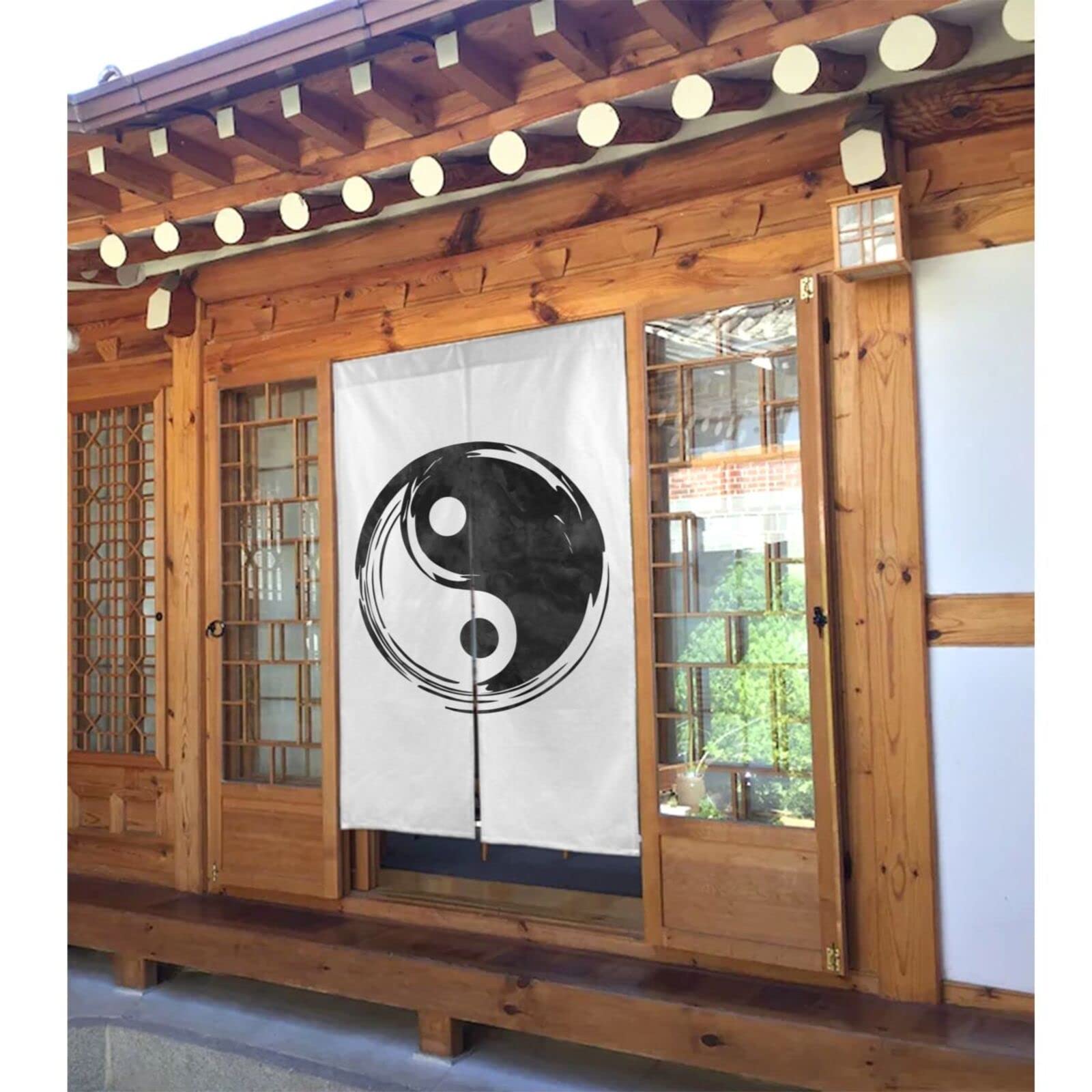 Amazon｜暖簾 のれん 太極図 陰陽 ドアカーテン 目隠し 間仕切り
