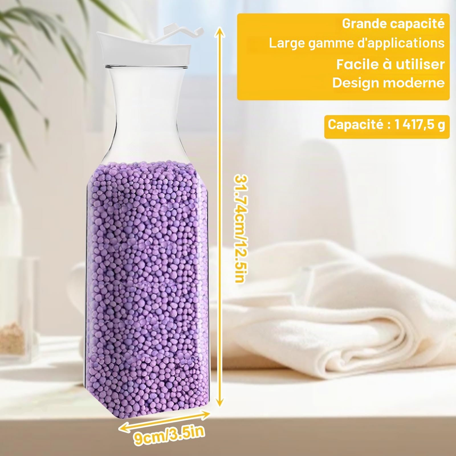 3 Pcs Distributeur de Détergent à Lessive,1.5L Distributeur Lessive Liquide, Boîte de Rangement de Détergent à Lessive pour Le Stockage de Détergent Liquide, 9 x 9 x 31.74 cm
