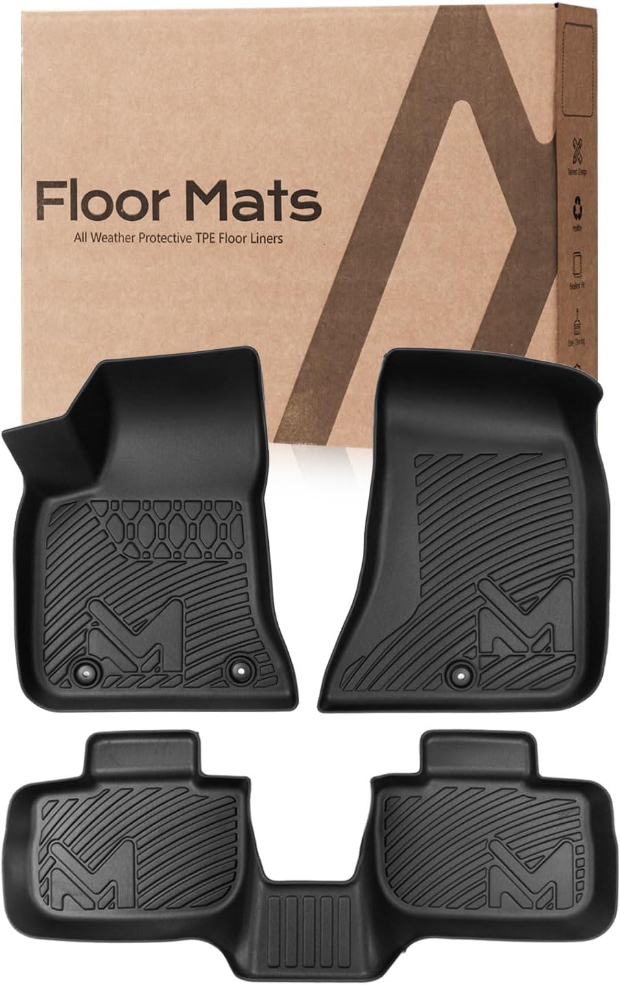 TPE Automotive Floor Mats & Cargo Liner for 2011-2023 Dodge Charger & Chrysler 300 (RWD) Rear-Wheel Drive ONLY, All Weather Cover Protection Waterproof Black Floor Liner Front & Rear Row Full Set - Image 8