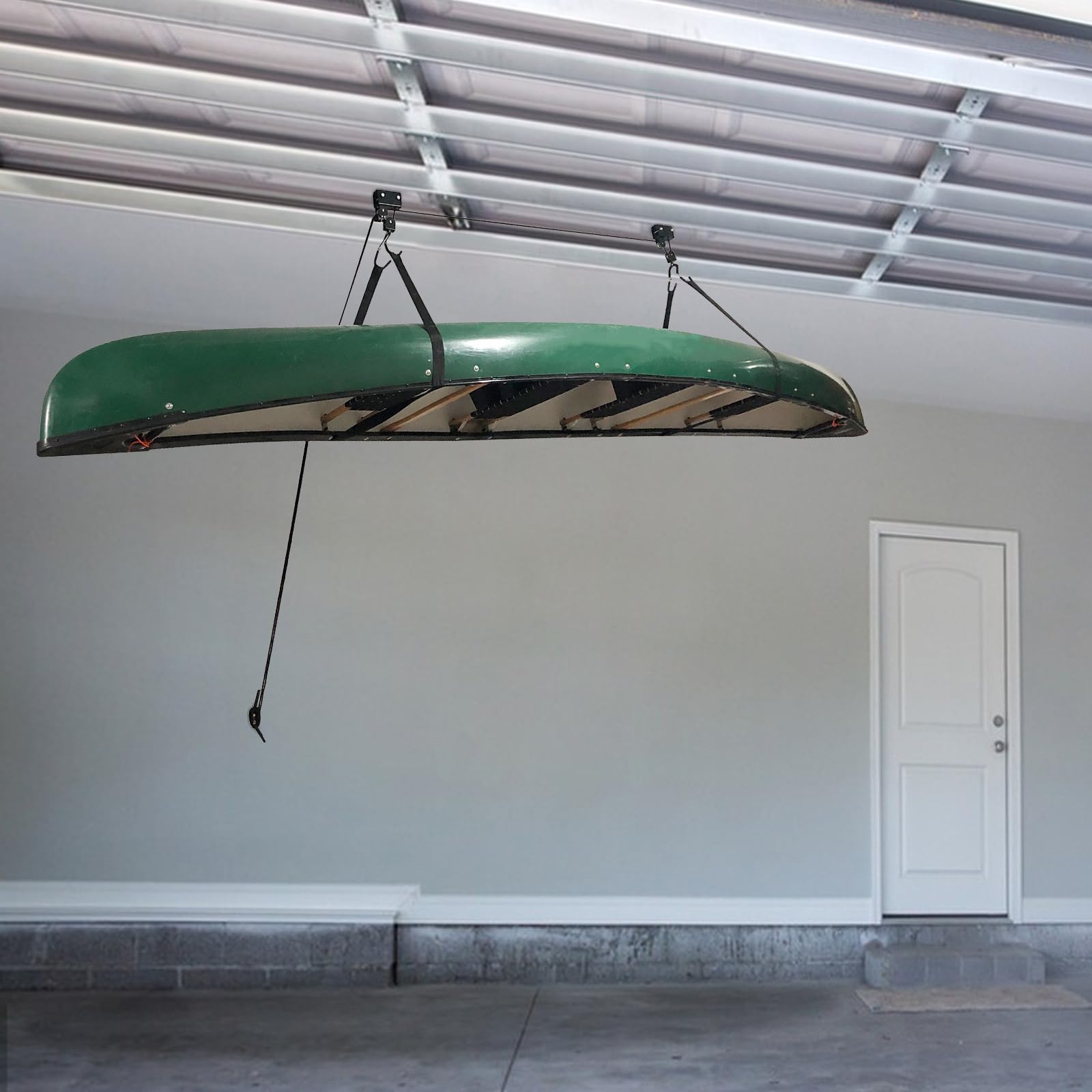 Système de levage de kayak - Système de poulie supérieure - Ascenseur de plafond pour kayak et canoë - Avec corde résistante - Poulie suspendue pour canoës, vélos, échelles et plus encore - Avec 57