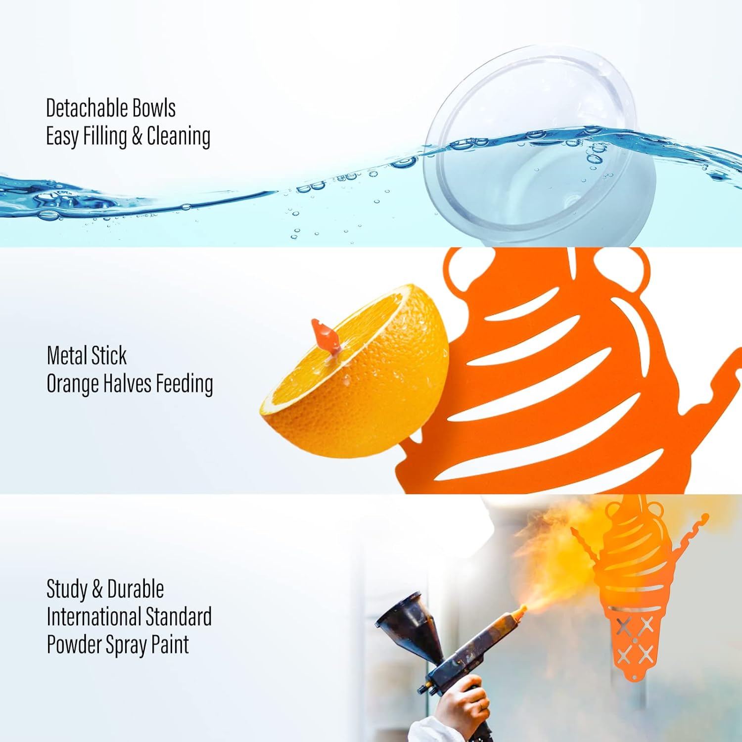 Oriole Metal Bird Feeder for Outdoor Jelly and Oranges, Baltimore Oriole Jelly Bird Feeder with Ice Cream Design for Outdoors Hanging (Orange)