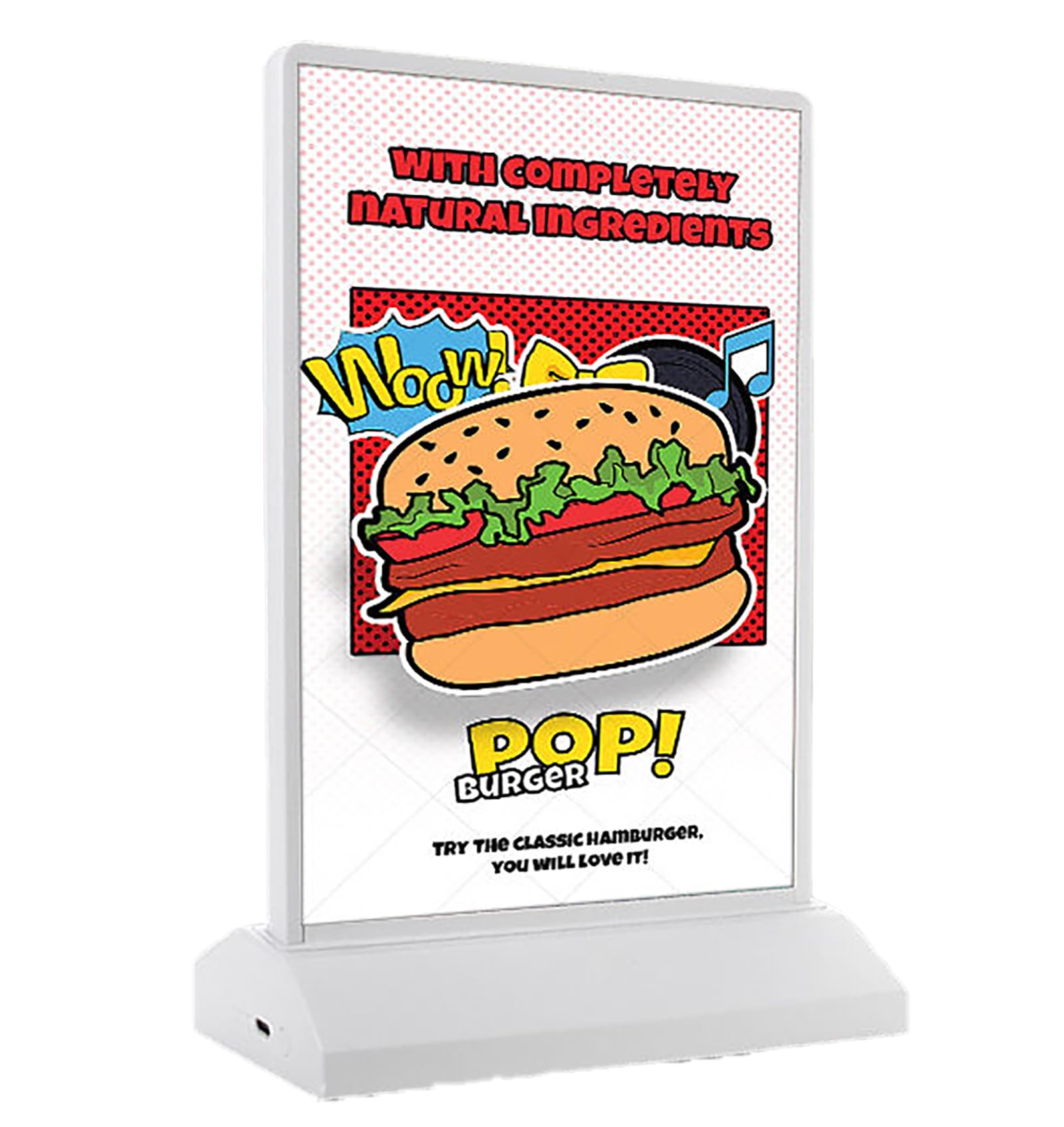 Poster Frame Signage Stand A4 Desktop LED Advertising Light Box, Advertising Display Frame, Rechargeable, LED Menu Board Display menu Board