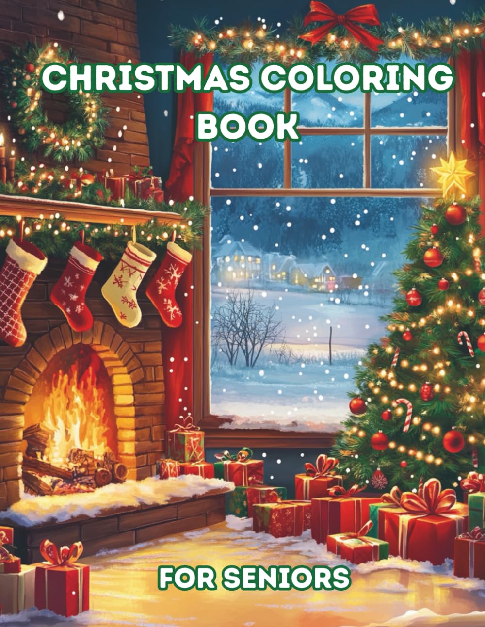 Christmas Coloring Book For Seniors: Easy Christmas Coloring Book: Simple Designs: for Adults and Seniors.
