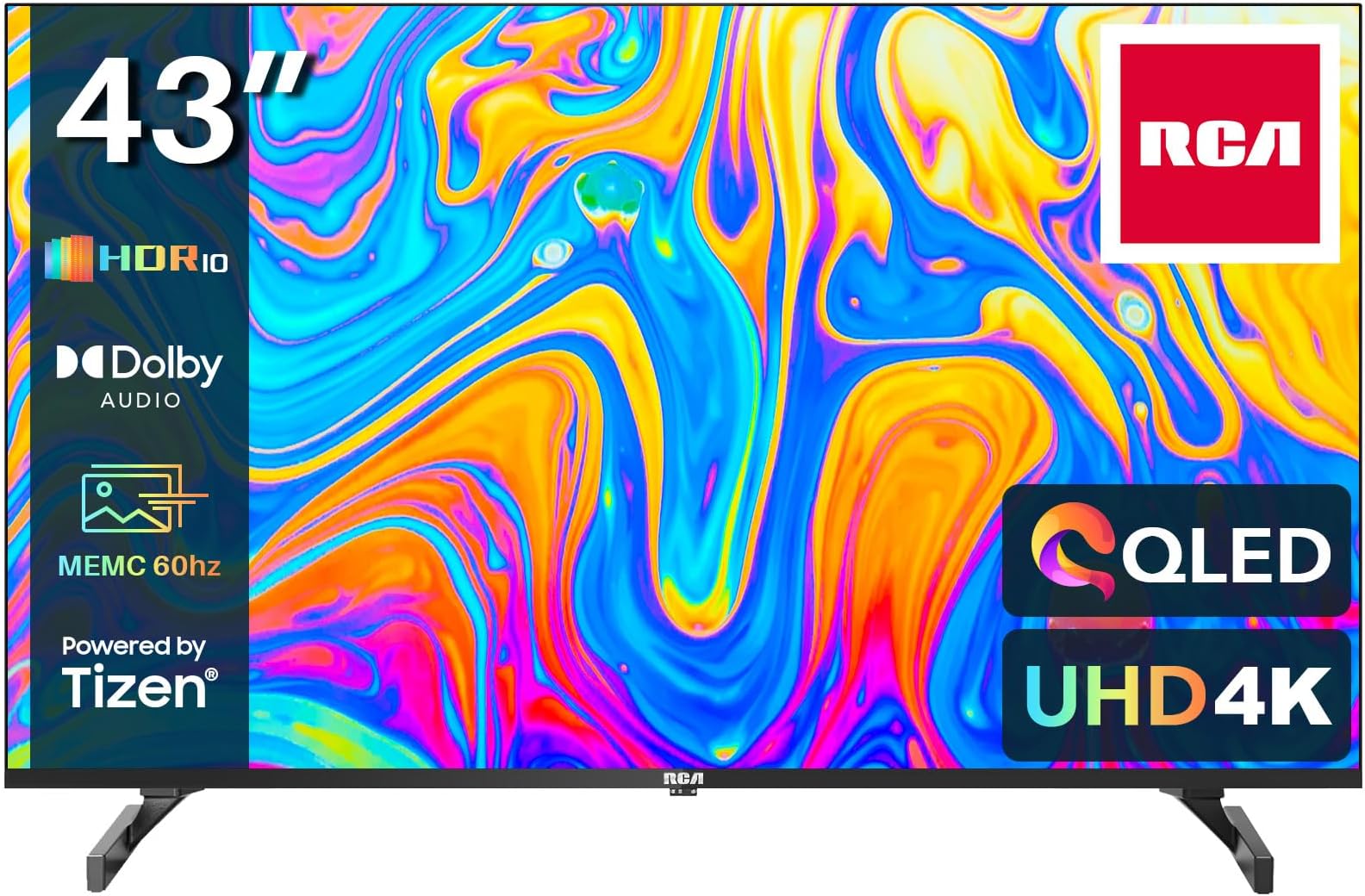 RCA 43 Inch QLED UHD Smart TV, 4K HDR10 Tizen OS TV with Samsung TV