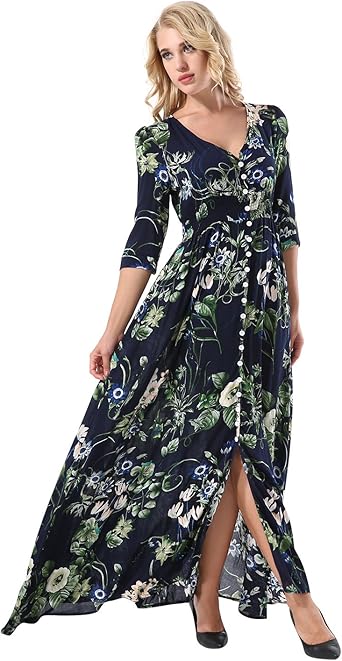 boho split long dress