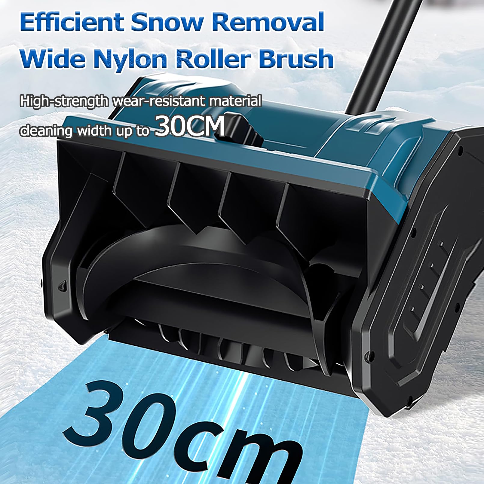 Souffleuse À Neige sans Fil, Souffleuse À Neige Électrique 650 W, Balayeuse À Neige Pliable 33 000 TR/Min, Largeur de Déneigement de 30 CM, Distance de Projection de 8 M Et Interrupteur de Sécurité