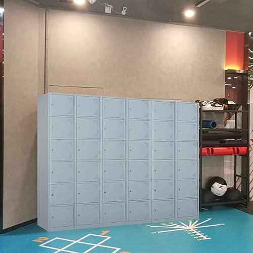 Vista 195 de Taquillas de metal para empleados, armario de almacenamiento de acero con 5 puertas para el hogar, oficina, escuela, gimnasio (blanco)