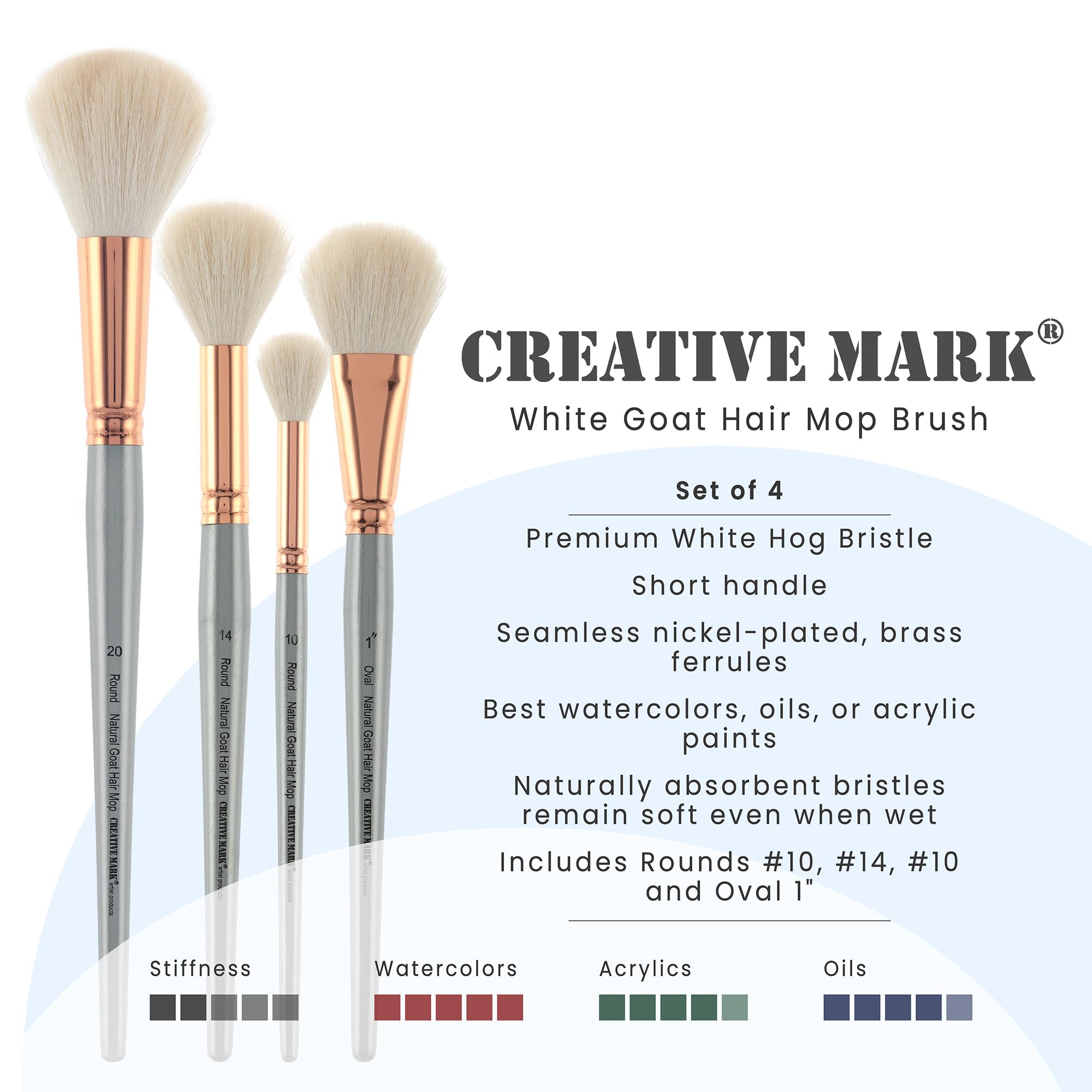 Amazon.com: Creative Mark Goat Hair Mop Brush - Set of 4 Asorted