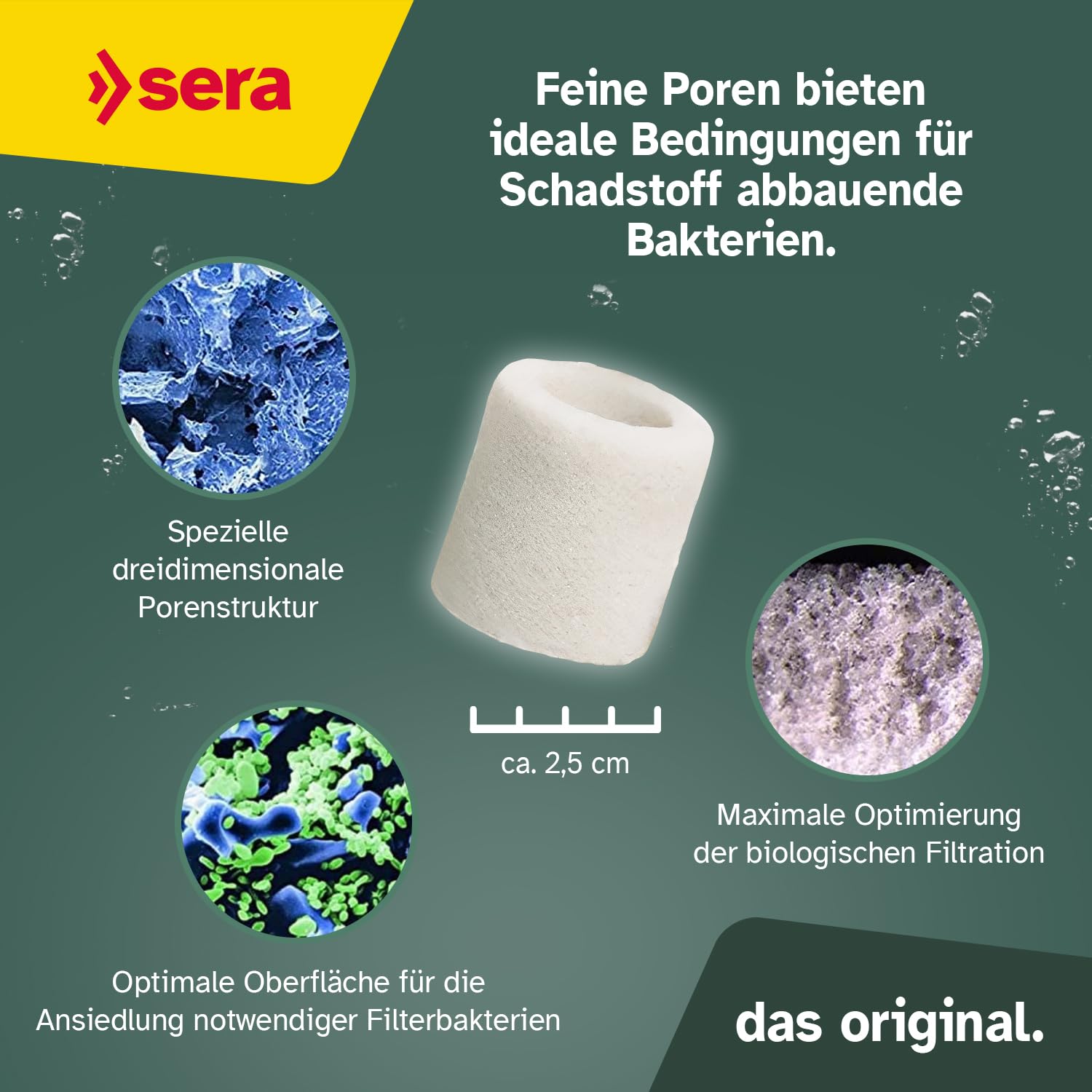 sera pond siporax original 50 L 11 kg | elementi di filtraggio per laghetto 25 mm 50.000 ml | materiale filtrante per filtri nel laghetto | filtraggio biologico attraverso i batteri