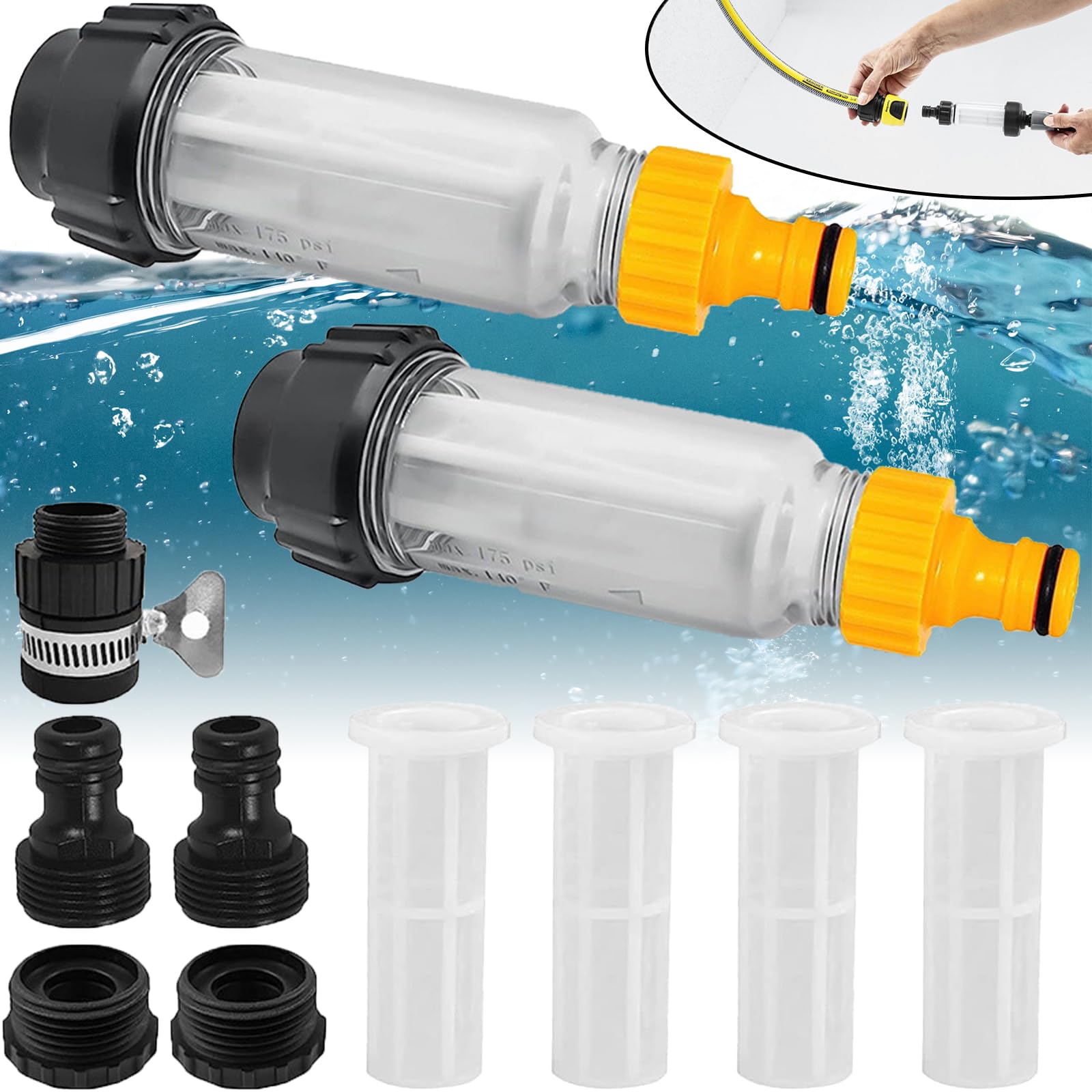 11 Pièces Ensemble De Filtres Pour Nettoyeur Haute Pression, Filtre Nettoyeur Haute Pression, Filtre à Eau Pour Nettoyeur Haute Pression, Nettoyeurs Haute Pression Filtre Compatible(3/4 Pouces)