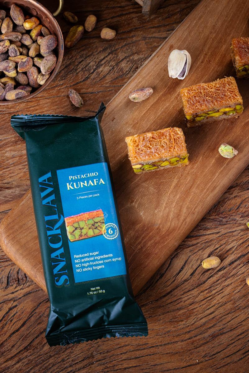 Snacklava Pistachio Kunafa - 6 Pack (18 Pieces) - No Artifical Ingredients, Colors or Preservatives - Premium Handmade Pastries