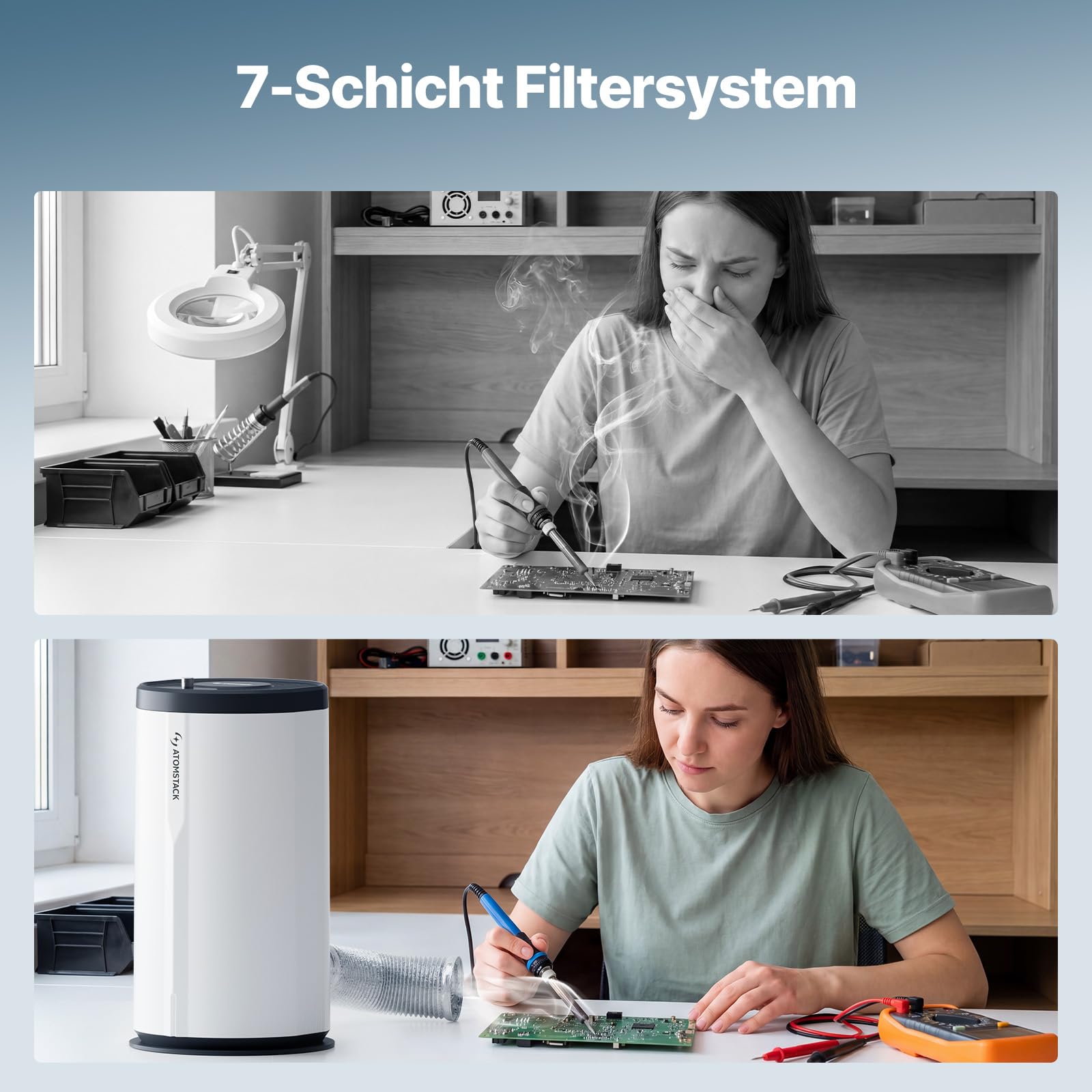 ATOMSTACK D3 Luftreiniger, Austauschbare Filter,Rauchreiniger für Laser Grviermaschine, 7-Schicht Filtersystem Air Purifier, HEPA-Luftreiniger-Filter-Set