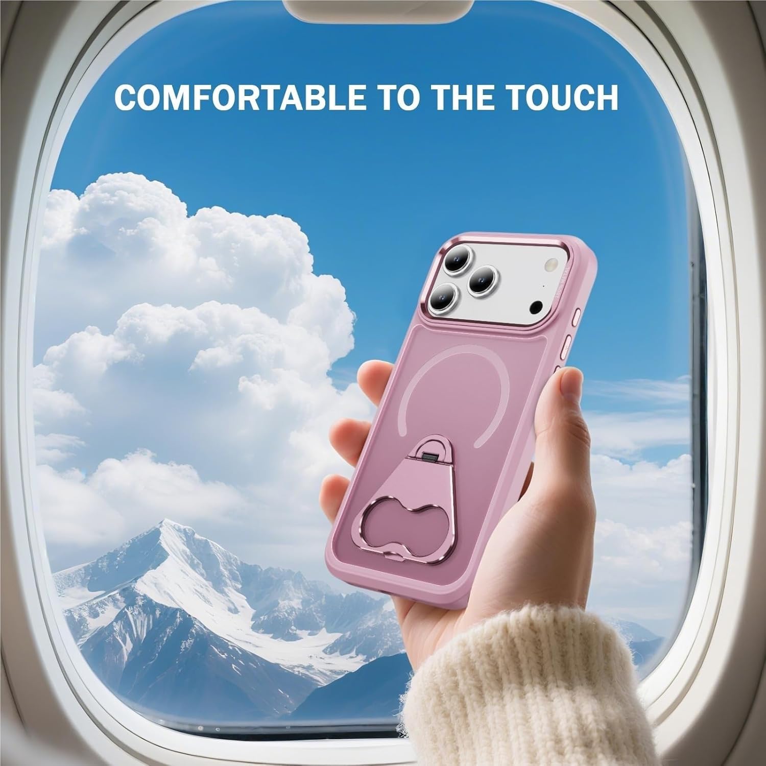 Magnetic Frosted Translucent Case for iPhone 17/17 Air/17 Pro/17 Pro Max, Rotating Folding Ring Kickstand & Shockproof Protection Cover(Gray,17)