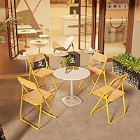 Vista 5 de VINGLI Folding Chair Modern Iron Frame Accent with Woven Texture Panel, Space-Saving Design for Party Wedding Event Office Commercial Stadium