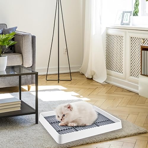 Miniatura 6 de VAIPI Paquete de 2 cajas de arena grandes para conejo con escoba pequeña y recogedor para rejilla de jaula para baño, bandeja de inodoro para