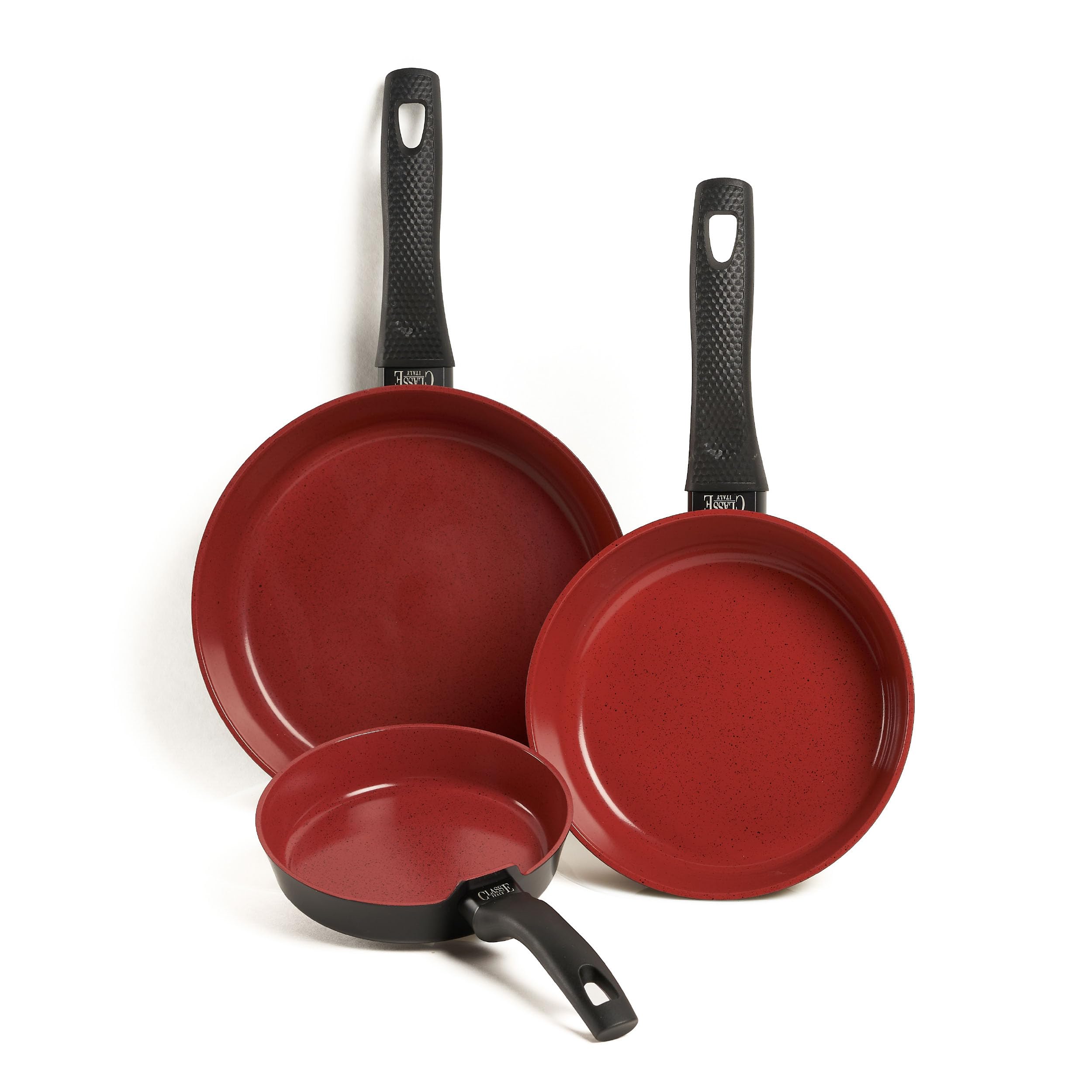 CLASSE ITALY, Pfannen-Set, 3 Stück, PFAS-frei, Antihaftbeschichtung, ohne PTFE, PFOA, 100 % sicher, Linie Tuscany, für Induktion und Flamme