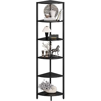 CS001B3 Corner Shelf Standing Modern Elegant Corner Shelf Black