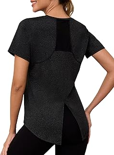 Gyabnw Sport Tshirt Damen Fitness Sportshirt Damen Kurzarm Rundhals Funktionsshirt t-Shirt Locker Leicht Atmungsaktiv Yoga...