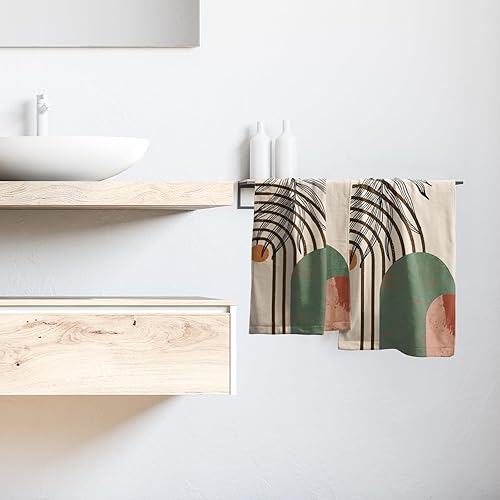 Miniatura 6 de Giwawa Juego de 2 toallas de mano abstractas bohemias, de mediados de siglo, toallas de baño absorbentes, decorativas, para cocina, hotel, spa,