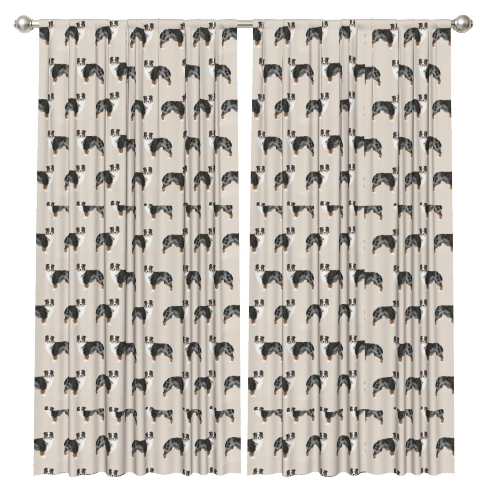 InOmak Australian Shepherds Cute, 2 Panels Window Curtains 52 x 84 Inch Blackout Curtains for Living Room Bedroom
