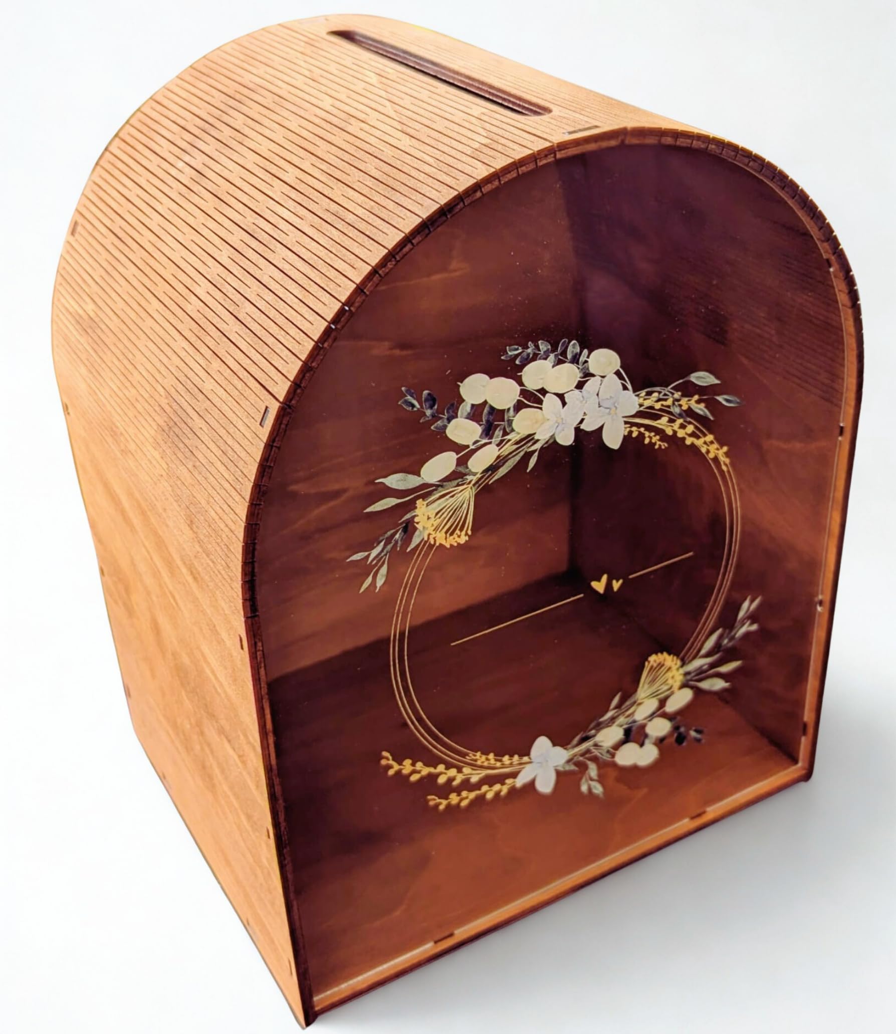 MALONA - Urne mariage champêtre - Cadeau de mariés - Boîte à cartes et enveloppes - Tirelire pour vos cérémonies : anniversaire, baptème. Grande capacité, Montage facile - Nouveau modèle 2026
