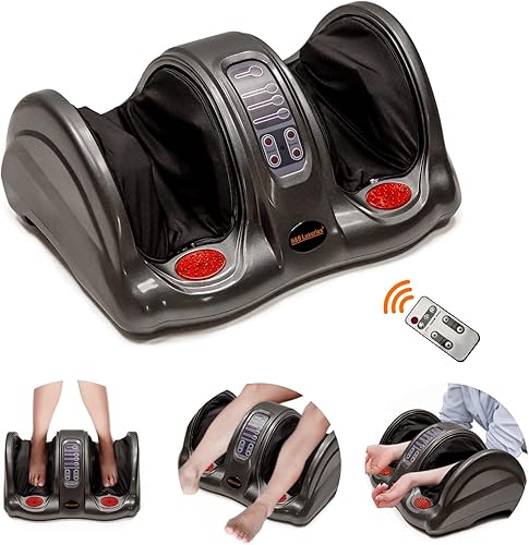 H&B Luxuries Shiatsu - Máquina masajeadora de pies con control remoto, masajeadores de amasamiento y rodamiento para pies, tobillo, pantorrilla,