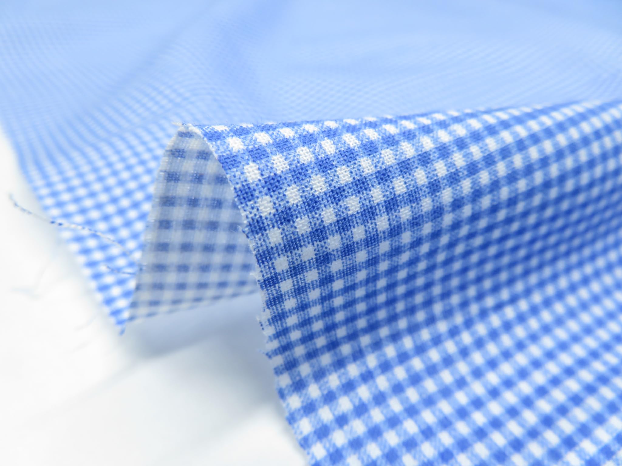 Amazon | 1m単位切り売り N-146 ギンガムチェック プリント 水色 青