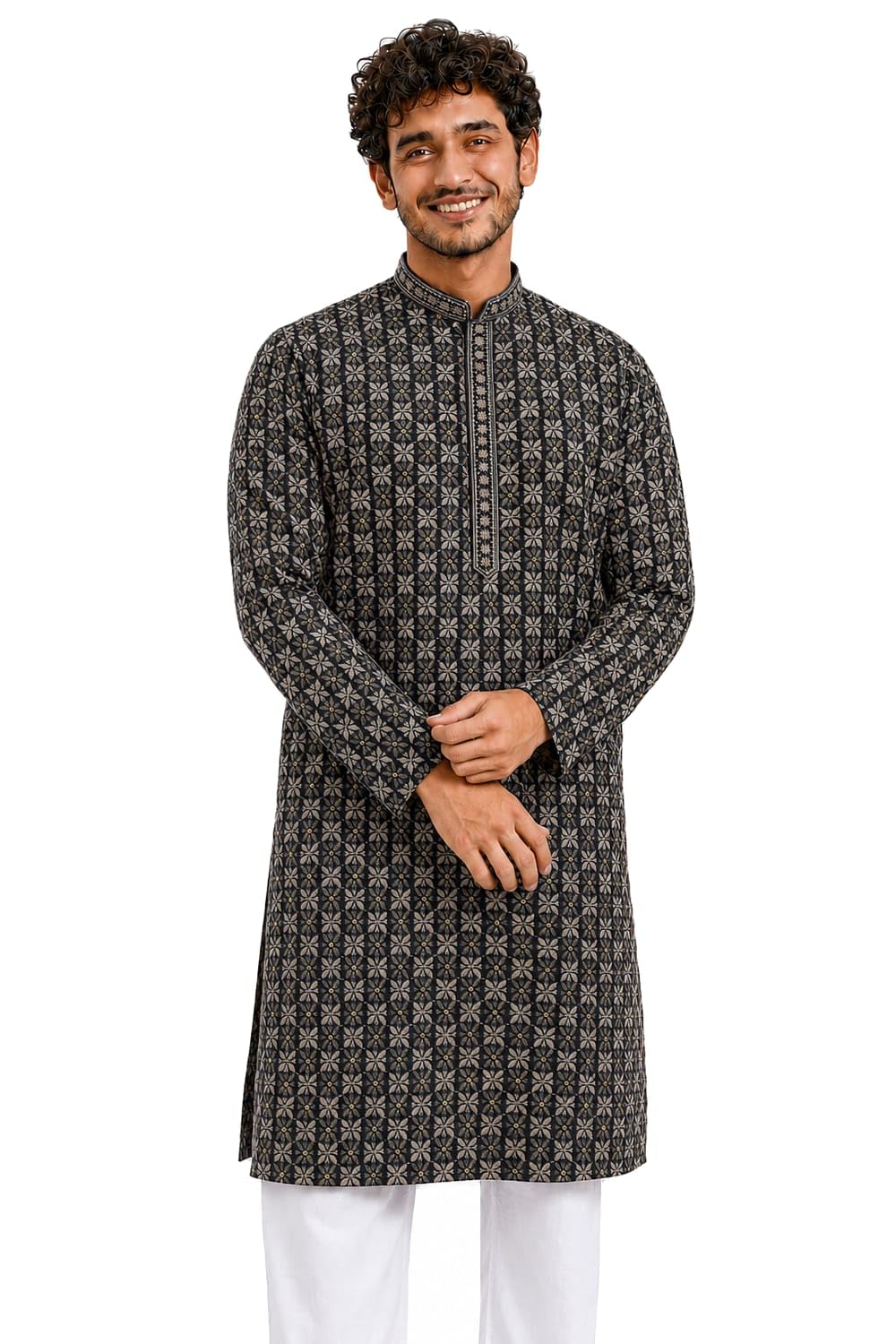 Men's Premium Woven Design Kurta | Regular Fit | Mandarin Collar | Full Sleeves | Traditional Ethnic Wear | Festive & Casual Wear-picture-53