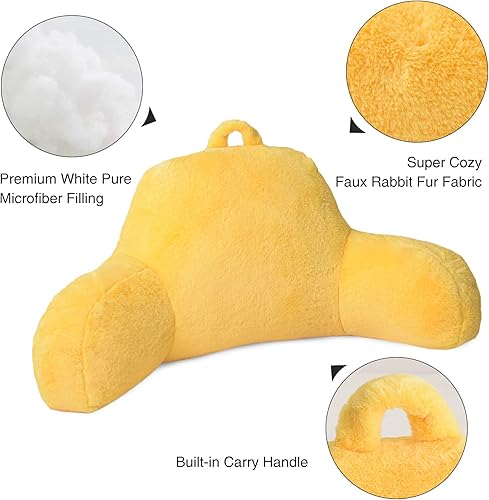 Miniatura 4 de Aimuan Almohada de lectura para descansar en la cama con brazos, cojín de piel de conejo para adultos y adolescentes, inclinación para descansar