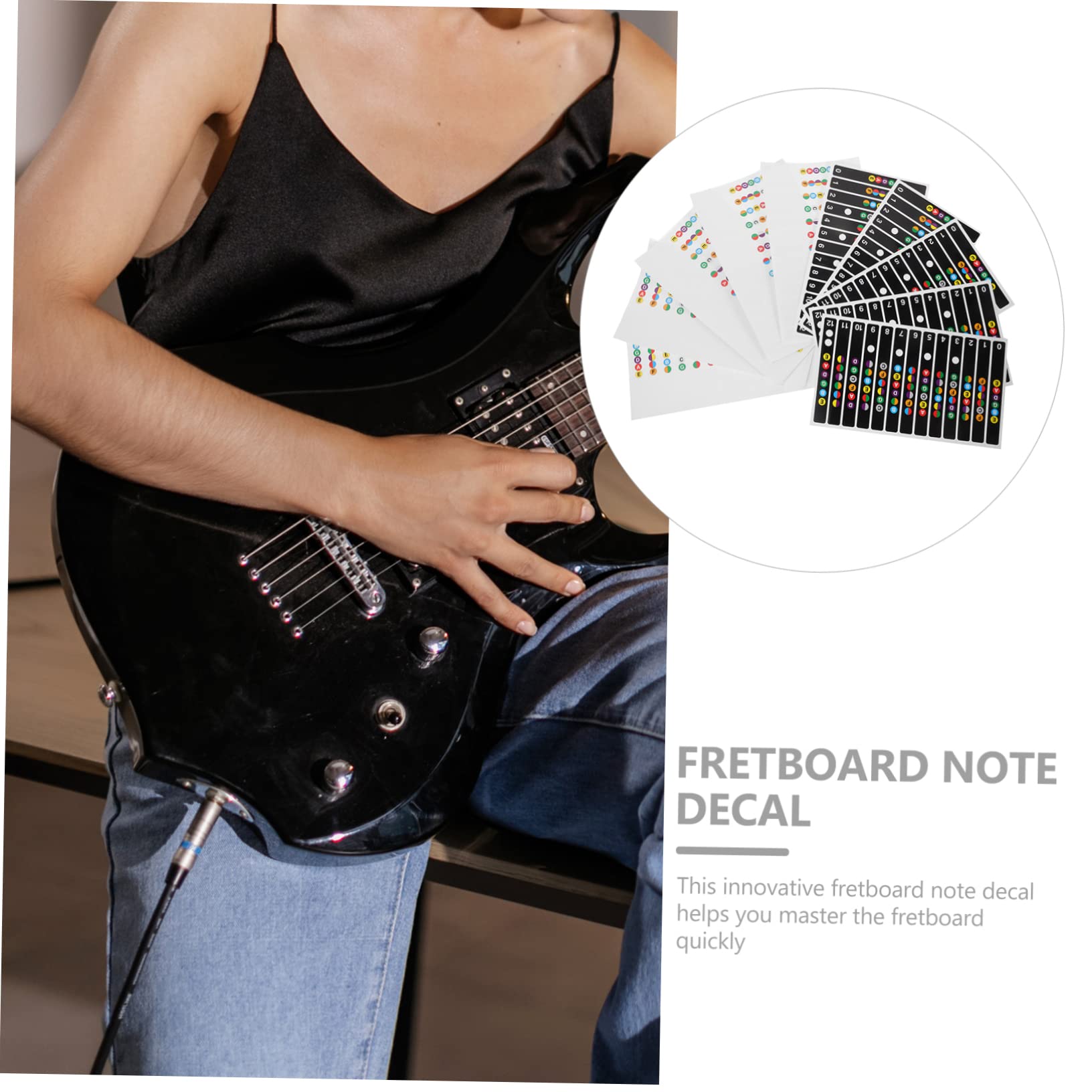 ifundom 50pezzi Adesivi Per Note Della Chitarra Elettrica Stickers Per Tastiera Per Principianti Facili Da Applicare e Rimuovere Colori Vivaci e Chiari Per Apprendimento Veloce