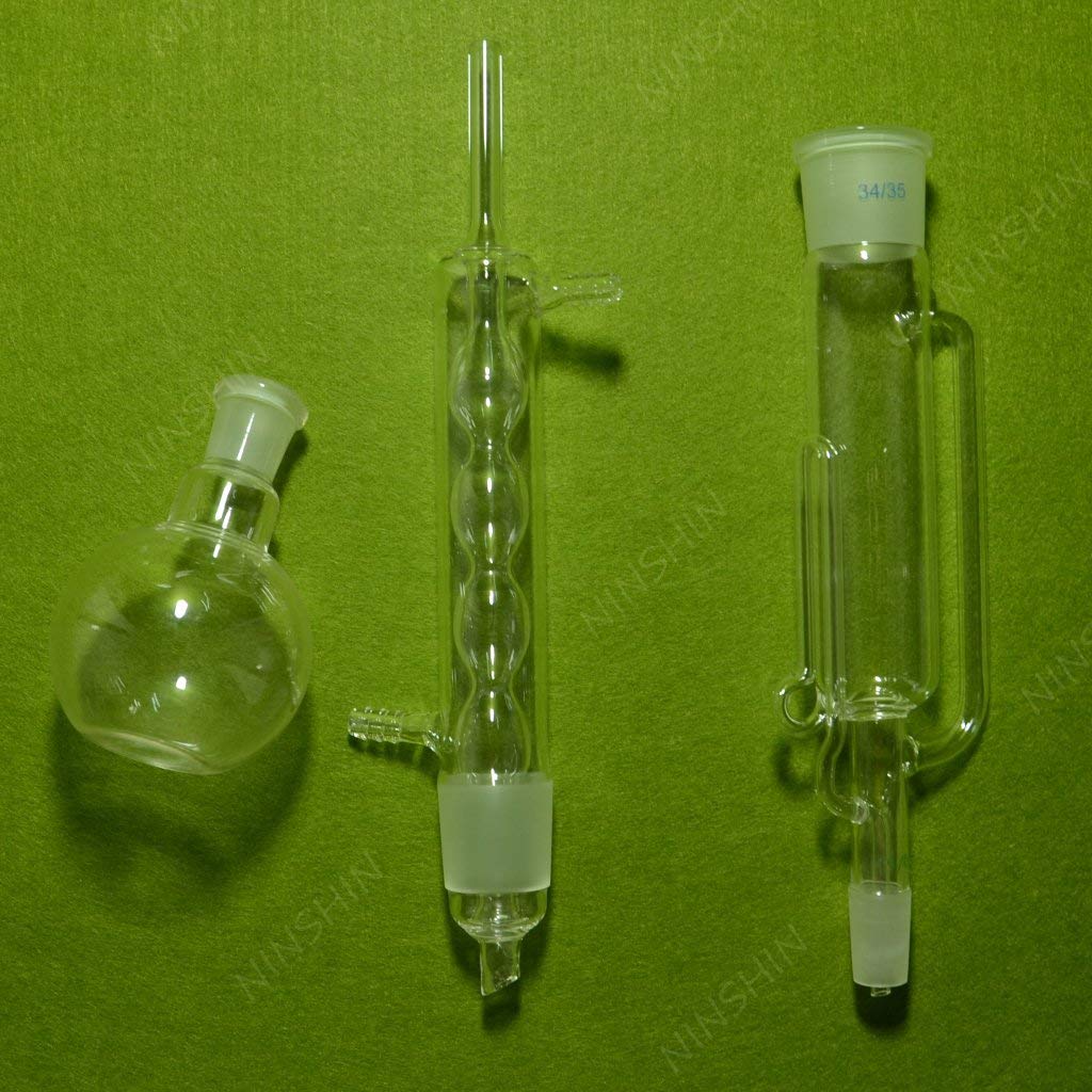 Glass,150ml soxhlet Extractor with Boiling Flask Distillation Lab Glass 19/26 34/35