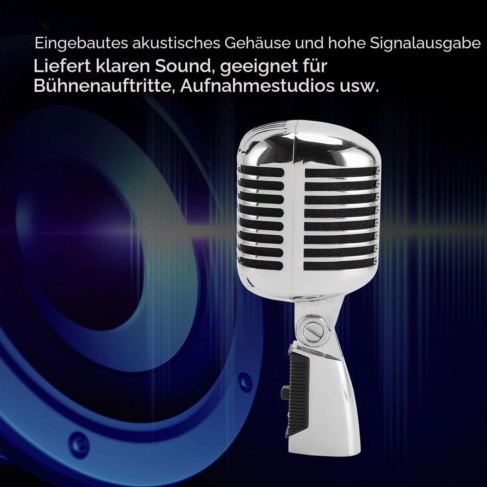 Dynamisches Retro-Gesangsmikrofon, Nierenmikrofon Im Alten Vintage-Stil, Klassisches Mikrofon aus Zinklegierung für KTV, Live-Auftritte, Studioaufnahmen, Podcasts,