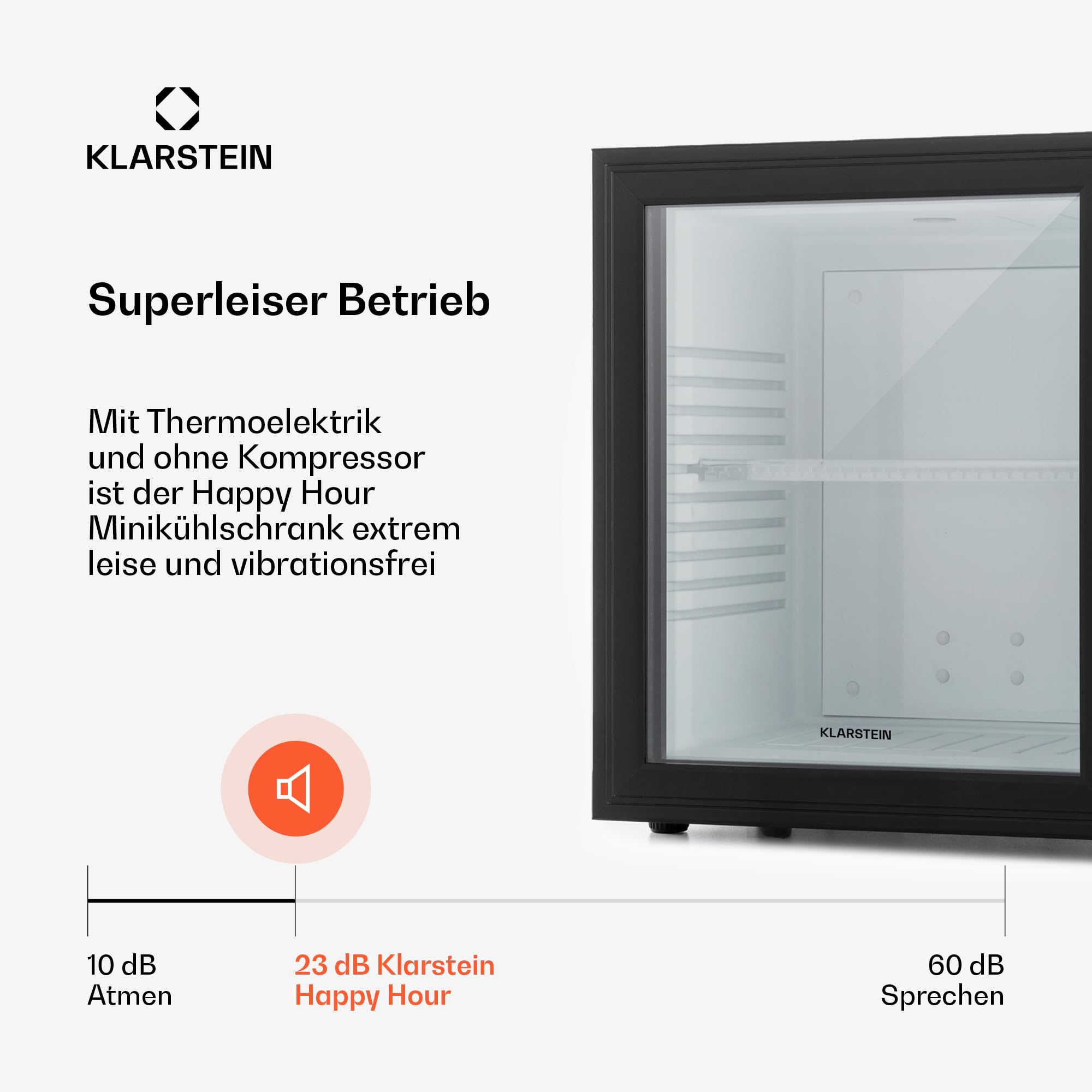 Klarstein Mini Kühlschrank mit Glastüre 23L 5-15°C, leise, verstellbare Ablagen