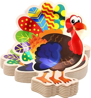 Fancy Land 50 Pcs Thanksgiving Paper Plates Kids 10 x 9 Inches Turkey Plates Disposable Dessert Dinner Heavy Duty Thanksgiving Party Supplies Dinnerware Bulk Retro
