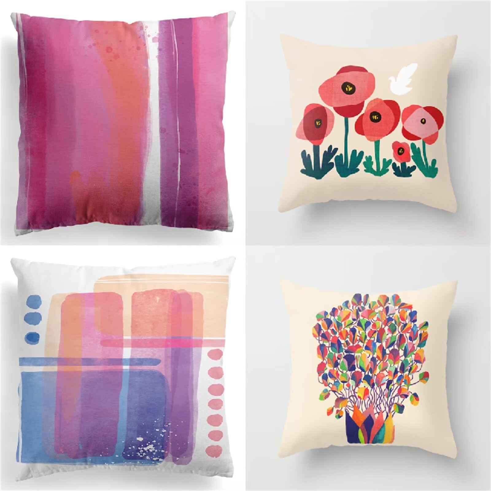 Federe Cuscini Divano 65x65cm,Set di 4 Colore di astrazione Cuscini per Divano,Quadrato Doppio Lato Lino Esterni Copricuscini Divano,per Divano Soggiorno Sedia Letto Decorativo Cuscini Divano ZW1-29