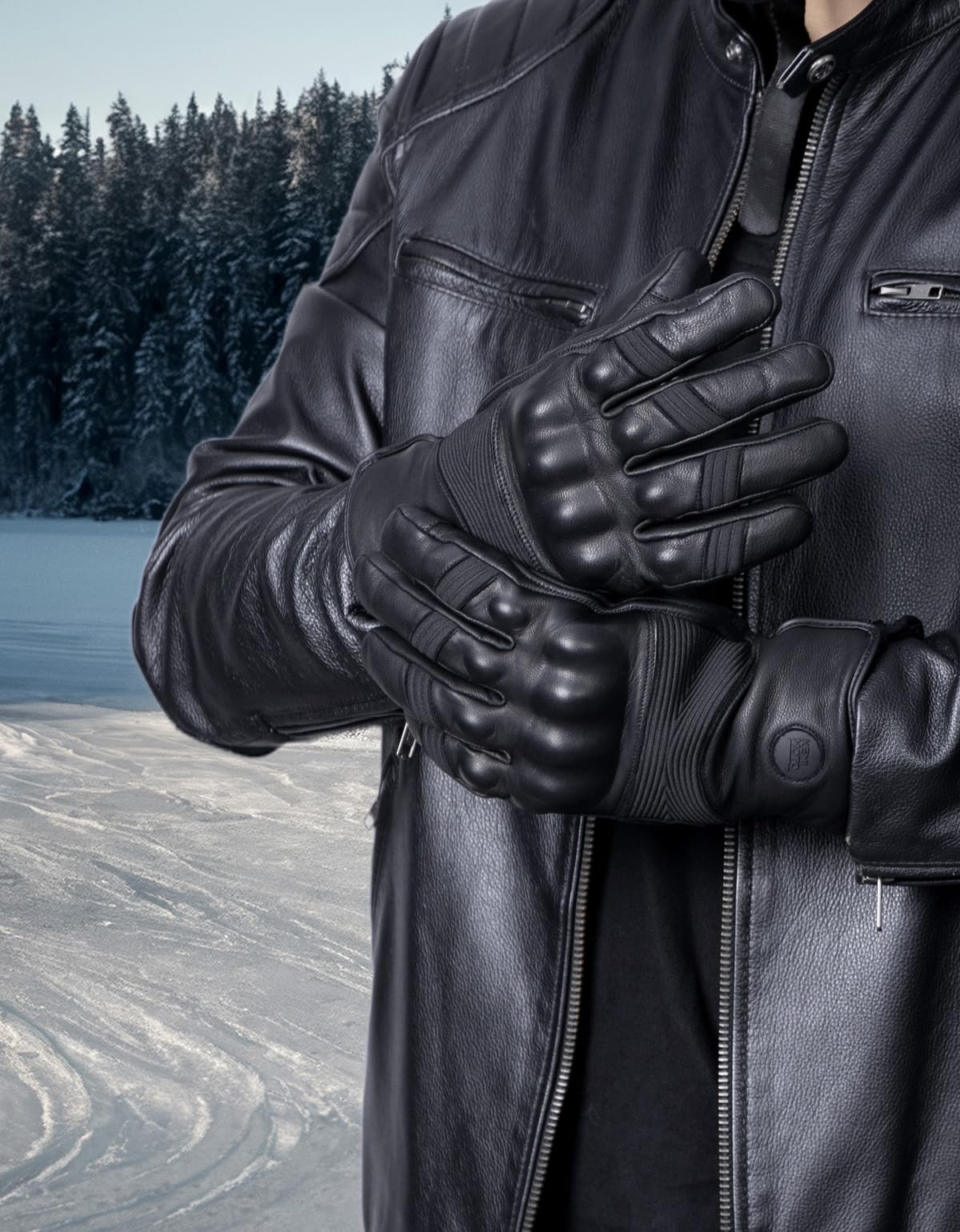 KEMIMOTO Guantes Moto Invierno Piel, Impermeables y Resistentes al Viento, con Pantalla Táctil, para Hombres y Mujeres, Exteriores Actividades de Invierno